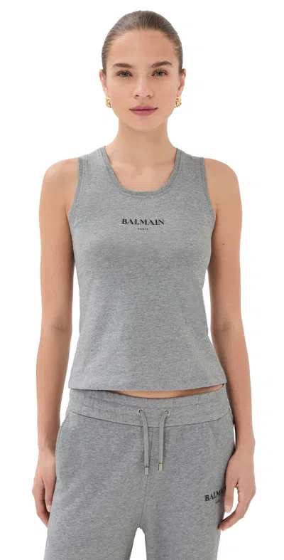 Balmain Vintage Print Tank Top Gris Chine/noir