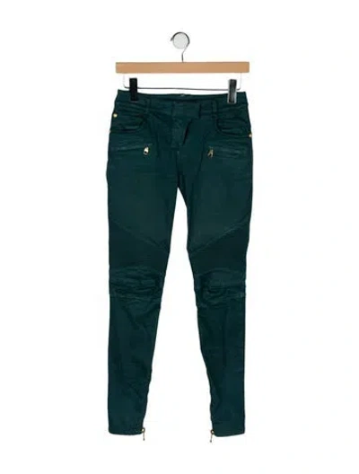 Pre-owned Balmain Vintage Skinny Leg Jeans In Green