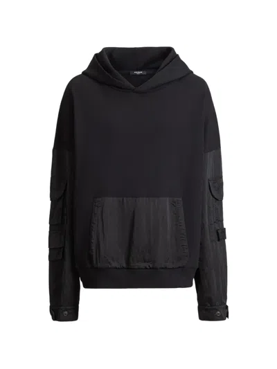Balmain Vintage Utility Hoodie In Black