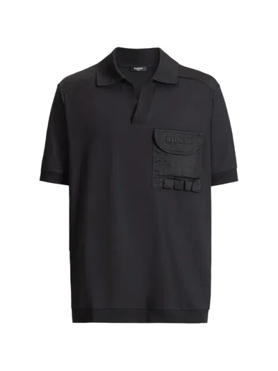 Balmain Vintage Utility Polo In Black