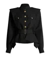 Balmain Wool Belted Officer Jacket In Black