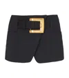 Balmain Virgin Wool Belted Mini Skirt In Black