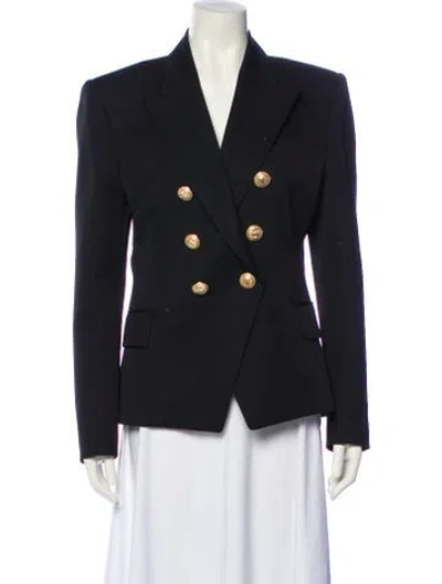 Pre-owned Balmain Virgin Wool Blazer In Black