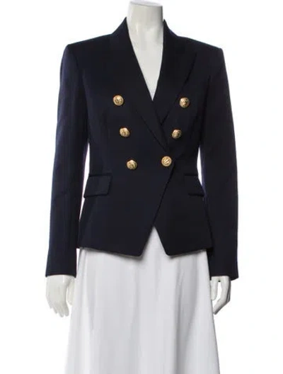 Pre-owned Balmain Virgin Wool Blazer In Blue