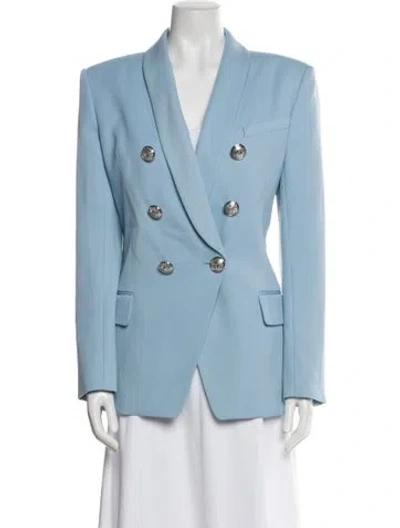 Pre-owned Balmain Virgin Wool Blazer In Blue