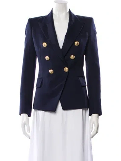 Pre-owned Balmain Virgin Wool Blazer In Blue