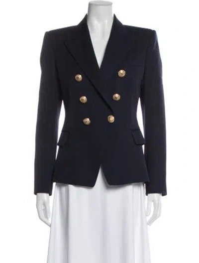 Pre-owned Balmain Virgin Wool Blazer In Blue