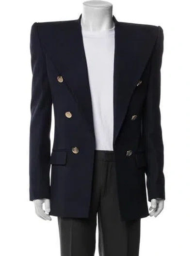 Pre-owned Balmain Virgin Wool Blazer In Blue