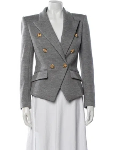 Pre-owned Balmain Virgin Wool Blazer In Grey