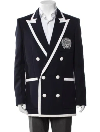 Pre-owned Balmain Virgin Wool Blazer W/ Tags In Blue