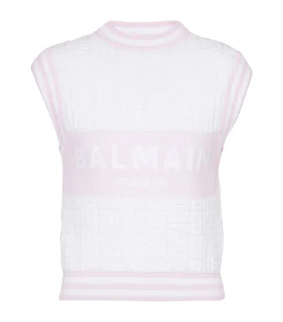 Balmain Logo-monogram Crewneck Vest In White