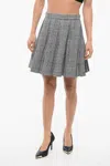 Balmain Virgin Wool Blend Pleated Miniskirt With District Check Patt In Multi
