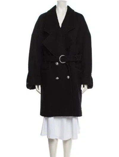 Pre-owned Balmain Virgin Wool Coat In Black