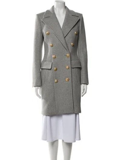 Pre-owned Balmain Virgin Wool Coat In Gray
