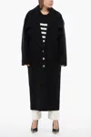 Balmain Virgin Wool Coat With Maxi Lapel In Black