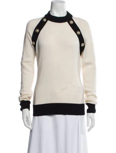 Pre-owned Balmain Virgin Wool Colorblock Pattern Sweater In Neutral