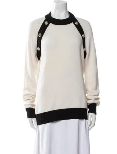 Pre-owned Balmain Virgin Wool Colorblock Pattern Sweater In Neutral