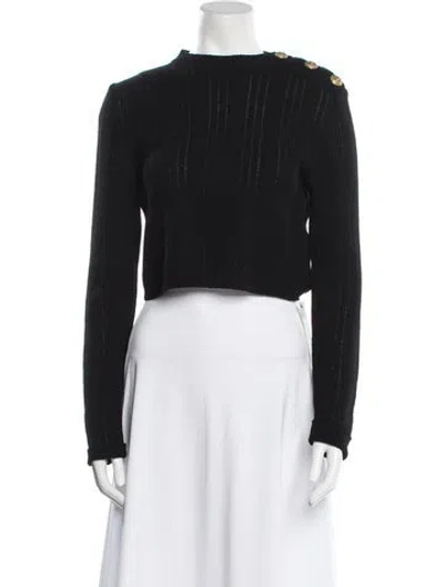 Pre-owned Balmain Virgin Wool Crew Neck Sweater In Black