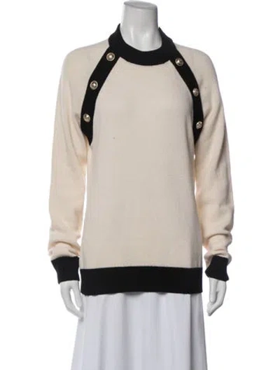 Pre-owned Balmain Virgin Wool Crew Neck Sweater In Neutrals