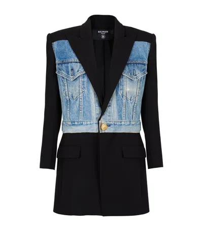 BALMAIN VIRGIN WOOL-DENIM BLAZER