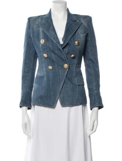 Pre-owned Balmain Virgin Wool Denim Jacket In Blue