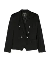 Balmain Virgin Wool Double-breasted Blazer In Black