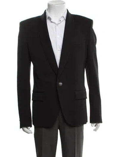 Pre-owned Balmain Virgin Wool Embroidered Accent Blazer In Black