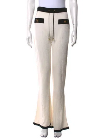 Pre-owned Balmain Virgin Wool Flared Pants In Neutrals
