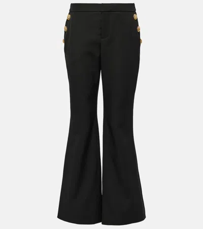 Balmain Virgin Wool Flared Pants In Noir