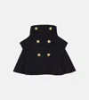 Balmain Button-embellished Pleated Grain De Poudre Wool Mini Skirt