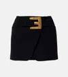 Balmain Virgin Wool Grain De Poudre Miniskirt In Black