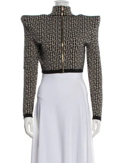 Pre-owned Balmain Virgin Wool Graphic Print Jacket In White