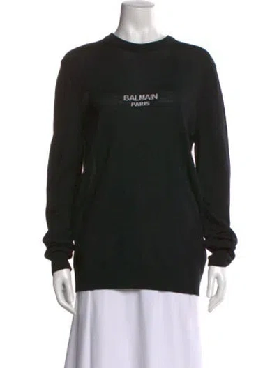 Pre-owned Balmain Virgin Wool Graphic Print Sweatshirt W/ Tags In Black