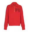 Balmain Ribbed Turtleneck Half-zip Sweater In Red