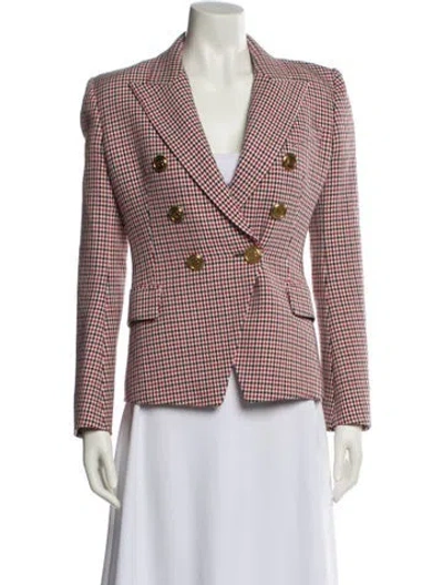 Pre-owned Balmain Virgin Wool Houndstooth Print Blazer In Multi