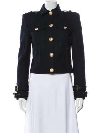 Pre-owned Balmain Virgin Wool Jacket In Blue