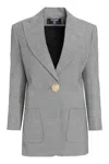 Balmain Single-breasted Wool Blazer In Grey