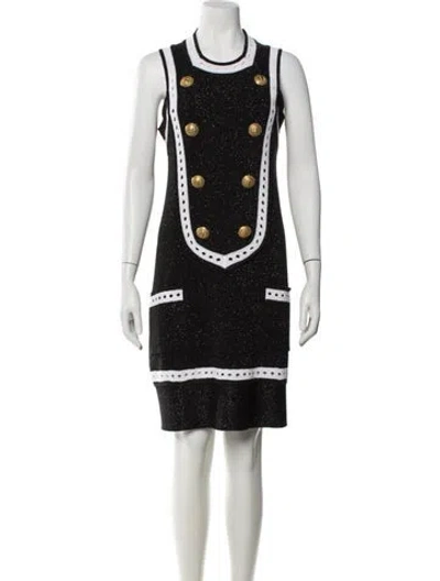 Pre-owned Balmain Virgin Wool Knee-length Dress In Multi