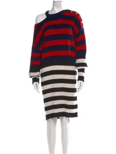 Pre-owned Balmain Virgin Wool Knee-length Dress In Red