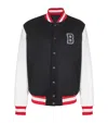 Balmain Wool And Eco-leather Varsity Jacket With Patch In Black