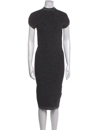 Pre-owned Balmain Virgin Wool Midi Length Dress In Black