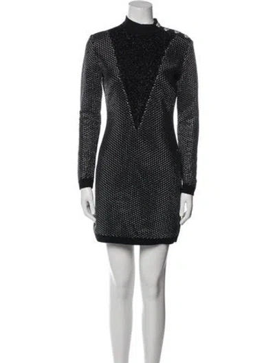 Pre-owned Balmain Virgin Wool Mini Dress In Multi