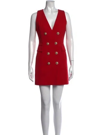Pre-owned Balmain Virgin Wool Mini Dress In Red