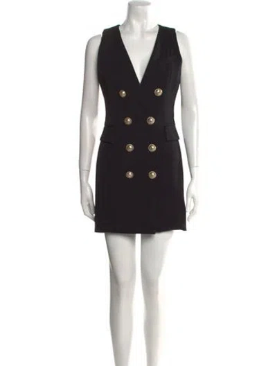 Pre-owned Balmain Virgin Wool Mini Dress W/ Tags In Black