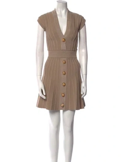 Pre-owned Balmain Virgin Wool Mini Dress W/ Tags In Pink