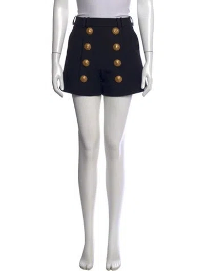 Pre-owned Balmain Virgin Wool Mini Shorts In Black