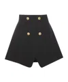 Balmain Wool Grain De Poudre Mini Skirt In Black