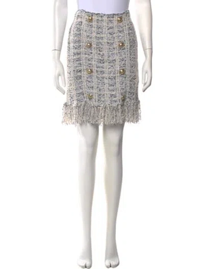Pre-owned Balmain Virgin Wool Mini Skirt In Neutrals