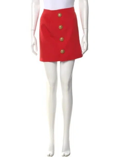 Pre-owned Balmain Virgin Wool Mini Skirt In Red