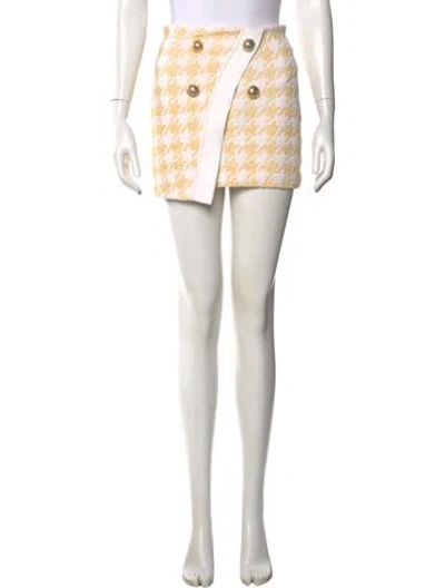 Pre-owned Balmain Virgin Wool Mini Skirt In White